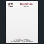 Personalized Company Logo Info Business Letterhead<br><div class="desc">Custom Colors and Fonts - Personalized Your Logo Name Profession Address Contact Information Business Letterhead - Add Your Logo - Image or QR Code - Photo / and Name - Company / Profession - Title / Address / Contact Information - Phone / E-mail / Website / more - or Remove...</div>