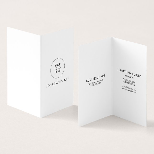 Personalized Company Logo Modern Vertical Folded Business Card (Inside and Outside)