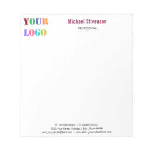 Personalized Company Logo Text Business Notepad