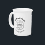 PERSONALIZED COMPANY LOGO WEB ADDRESS BEVERAGE PITCHER<br><div class="desc">Basic company logo,  name and website.
Logo and text can be changed to suit.

Use CAPITALS for text,  and your image for logo

Note: dimensions best suit square or circular logo.</div>