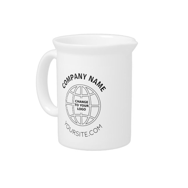PERSONALIZED COMPANY LOGO WEB ADDRESS BEVERAGE PITCHER (Left)