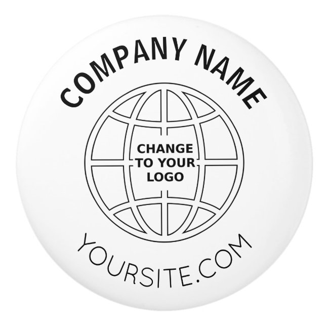 PERSONALIZED COMPANY LOGO WEB ADDRESS CERAMIC KNOB (Front)