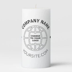 PERSONALIZED COMPANY LOGO WEB ADDRESS PILLAR CANDLE