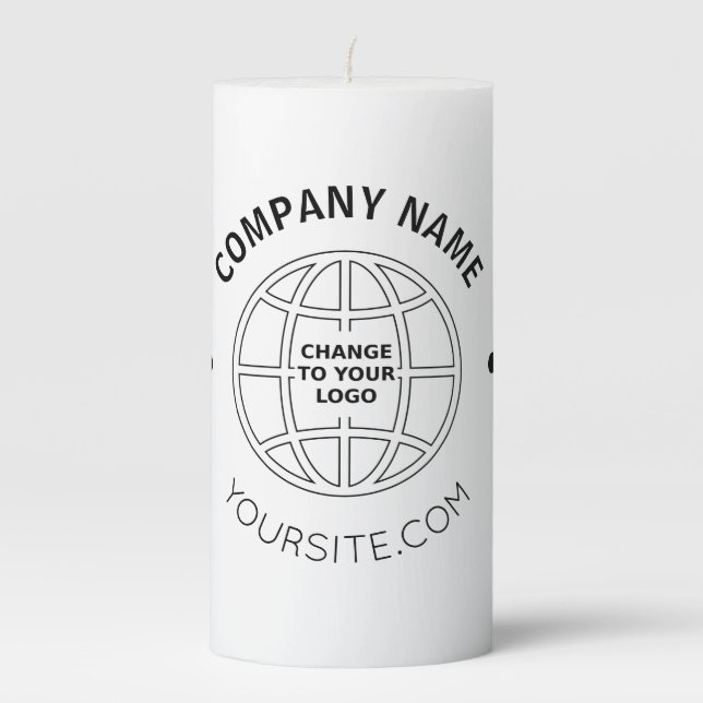 PERSONALIZED COMPANY LOGO WEB ADDRESS PILLAR CANDLE (Front)