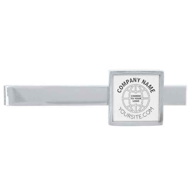 PERSONALIZED COMPANY LOGO WEB ADDRESS SILVER FINISH TIE BAR (Front)