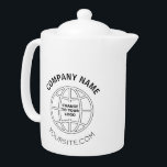 PERSONALIZED COMPANY LOGO WEB ADDRESS TEAPOT<br><div class="desc">Basic company logo,  name and website.
Logo and text can be changed to suit.

Use CAPITALS for text,  and your image for logo

Note: dimensions best suit square or circular logo.</div>