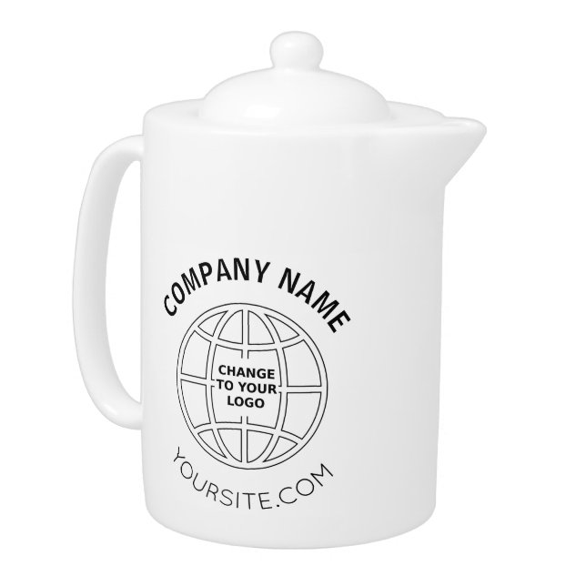 PERSONALIZED COMPANY LOGO WEB ADDRESS TEAPOT (Left)
