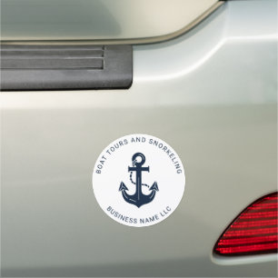 Personalized Company Nautical Navy Blue Anchor Car Magnet
