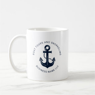 Personalized Company Nautical Navy Blue Anchor Coffee Mug