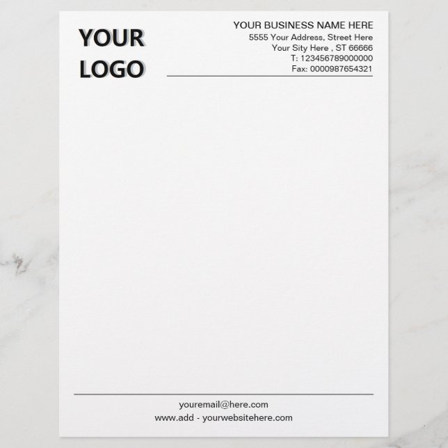 Personalized Company Office Letterhead with Logo (Front)