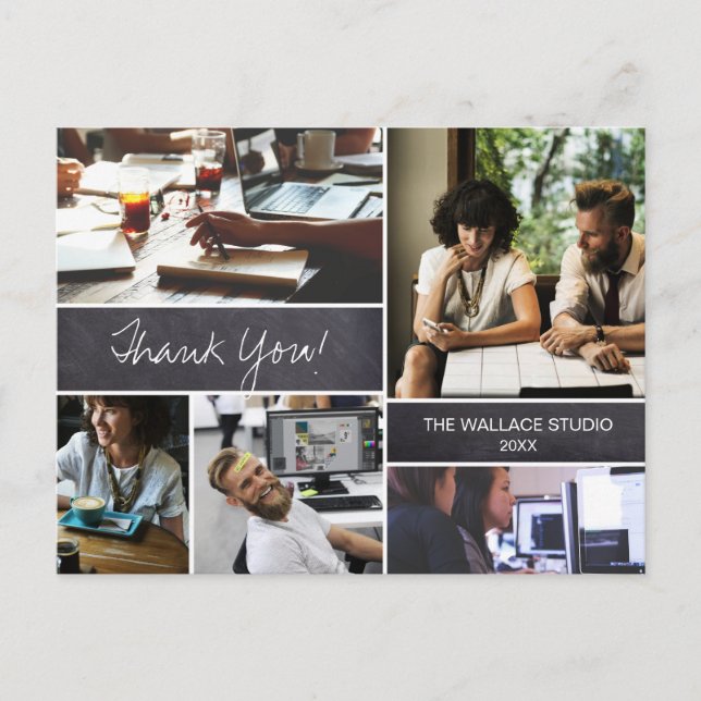 Personalized Company Photo collage thank you Postcard (Front)