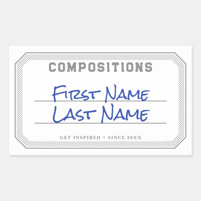 Personalized Composition Book Label Clean Sticker (Front)