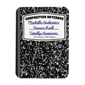 Personalized Composition Notebook Magnet by Customizeables at Zazzle