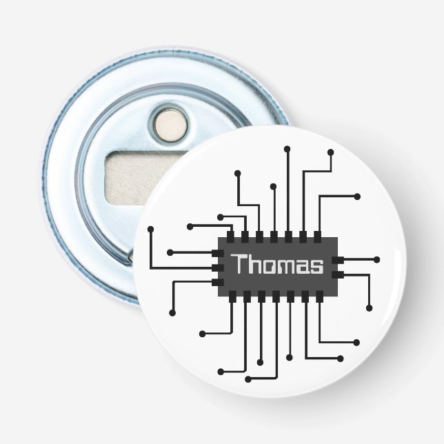 Personalized Computer IC Chip Image Bottle Opener (Front)