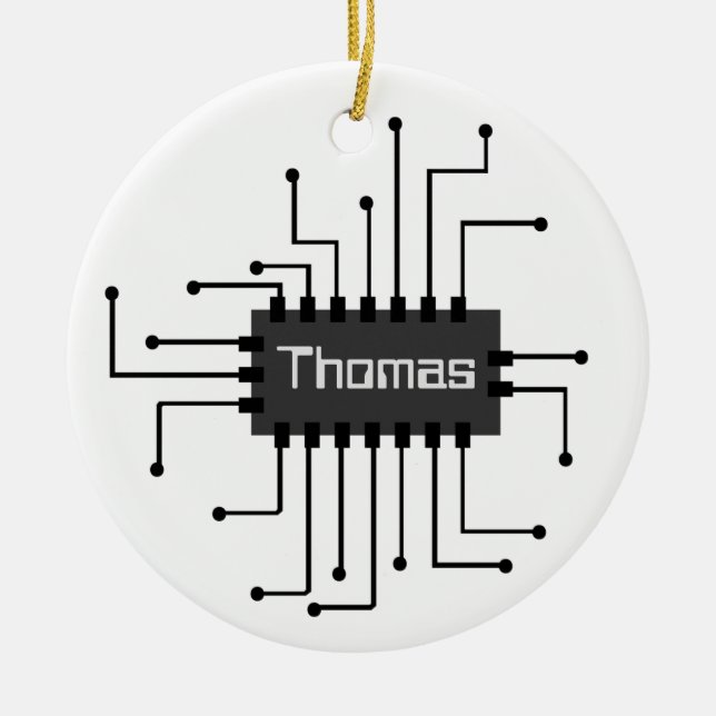 Personalized Computer IC Chip Image Ceramic Ornament (Front)