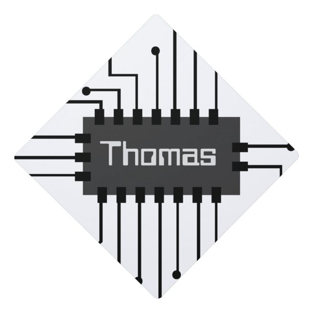 Personalized Computer IC Chip Image Graduation Cap Topper (Front)