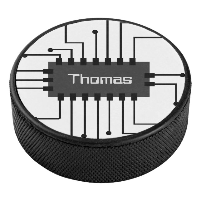 Personalized Computer IC Chip Image Hockey Puck (3/4)