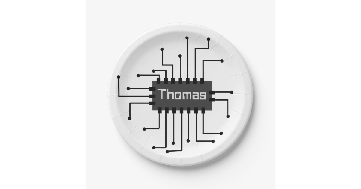 Personalized Computer IC Chip Image Paper Plates | Zazzle