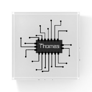 Personalized Computer IC Chip Image Paperweight