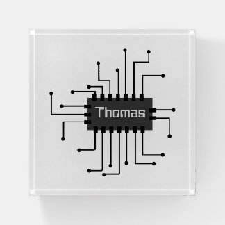 Personalized Computer IC Chip Image Paperweight
