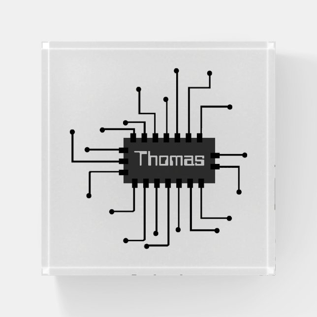 Personalized Computer IC Chip Image Paperweight (Front)