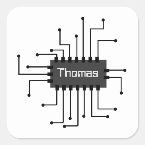 Personalized Computer IC Chip Image Square Sticker