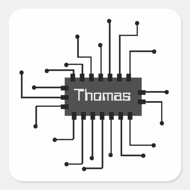 Personalized Computer IC Chip Image Square Sticker (Front)