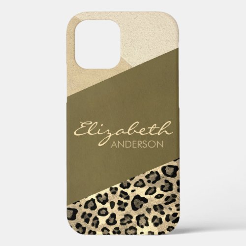 Personalized Concrete and Leopard Skin iPhone 12 Case