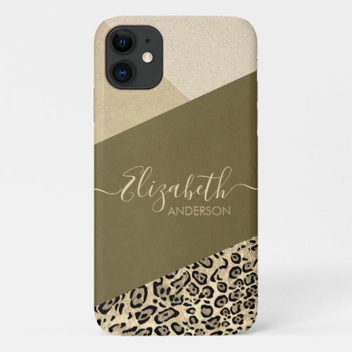 Personalized Concrete and Leopard Skin Fancy iPhone 11 Case