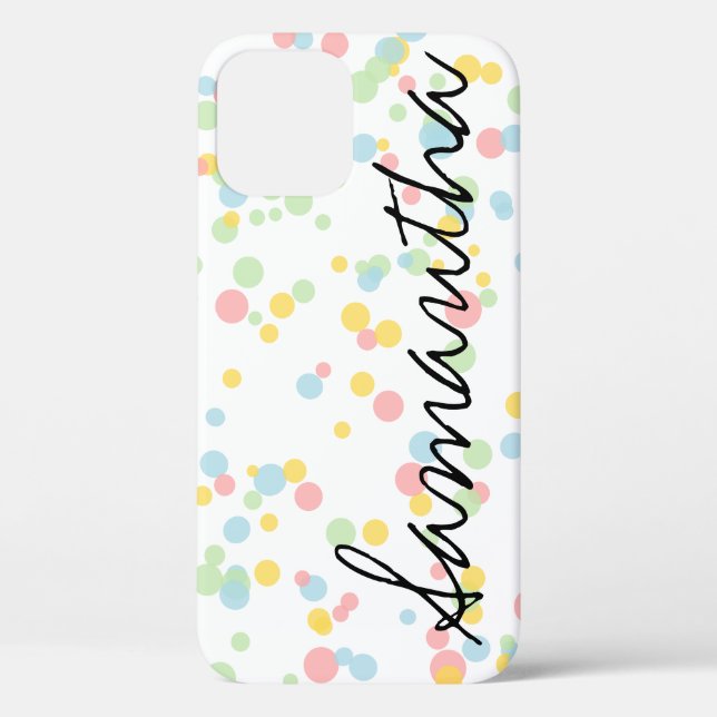 Personalized confetti dot pattern iPhone 12 case (Back)