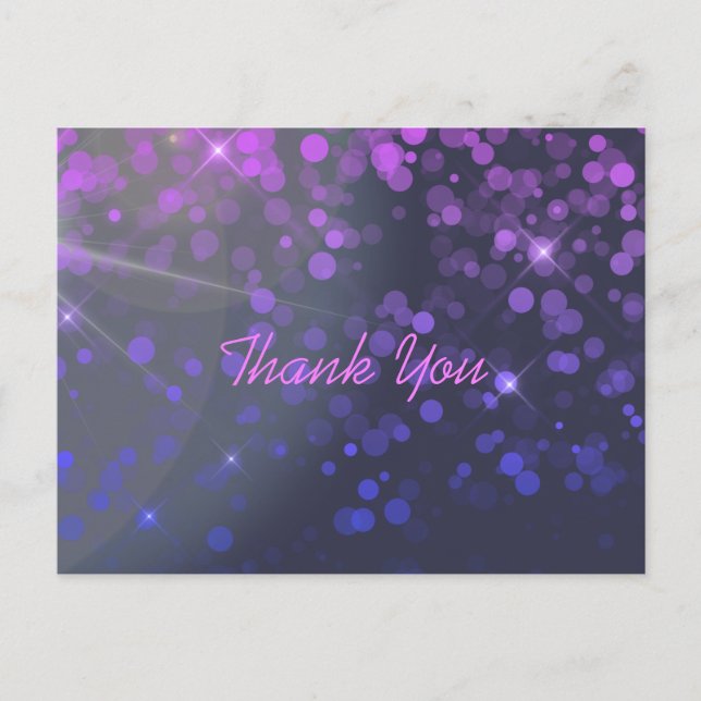 Personalized Confetti Pink Blue Thank You Postcard (Front)