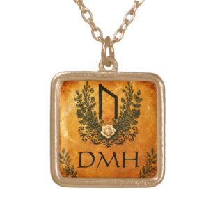 Personalized Confidence Rune Ancient Symbol Gold Plated Necklace