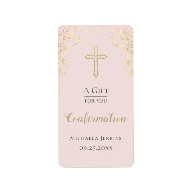 Personalized Confirmation Blush Hand Sanitizer Label (Front)