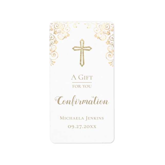 Personalized Confirmation Gold Hand Sanitizer  Label (Front)