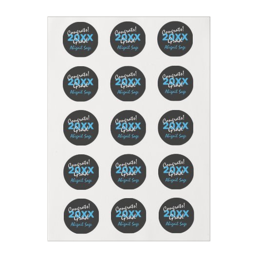 Personalized Congrats! Grad Blue White Graduation Edible Frosting Rounds (Sheet)