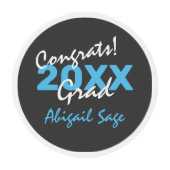 Personalized Congrats! Grad Blue White Graduation Edible Frosting Rounds (Front)