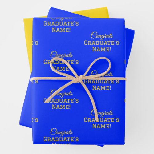Personalized Congrats Graduate Name Large Print Wrapping Paper Sheets