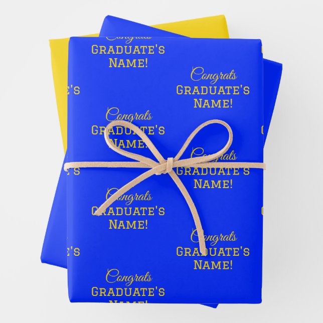 Personalized Congrats Graduate Name! Large Print Wrapping Paper Sheets (In situ)