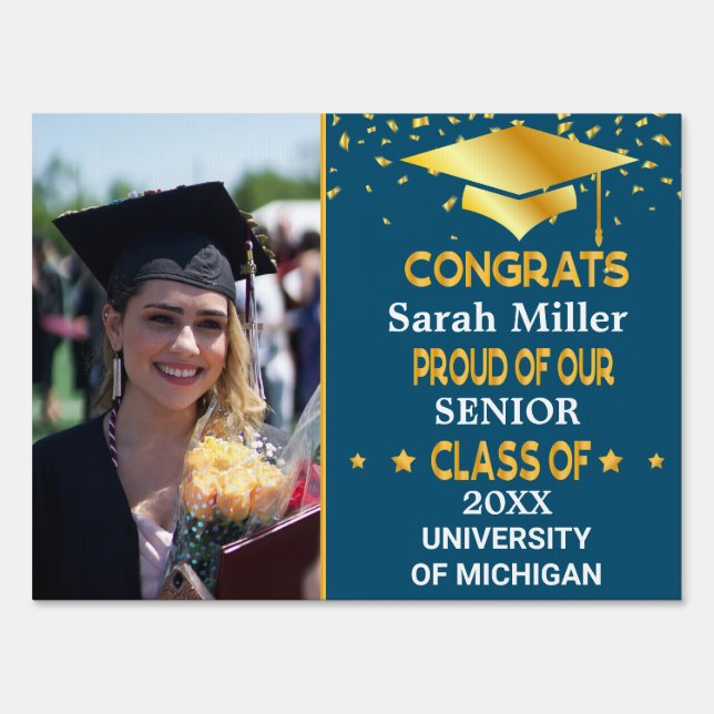  Personalized Congrats Graduation Class of 2023 Sign (Front)