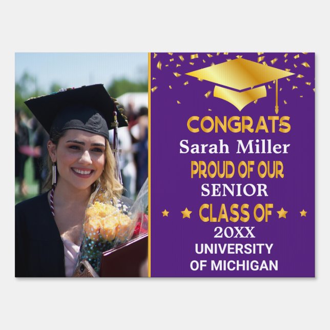  Personalized Congrats Graduation Class of 2025 Sign (Front)