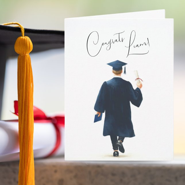 Personalized Congrats Graduation Man Card (Minimalist graduation card that you can personalize! )