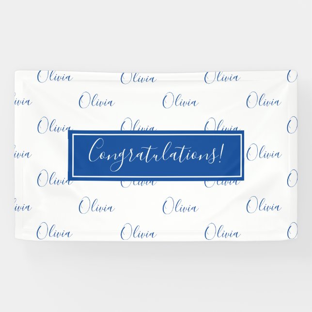 Personalized Congratulations Blue Name Banner (Horizontal)