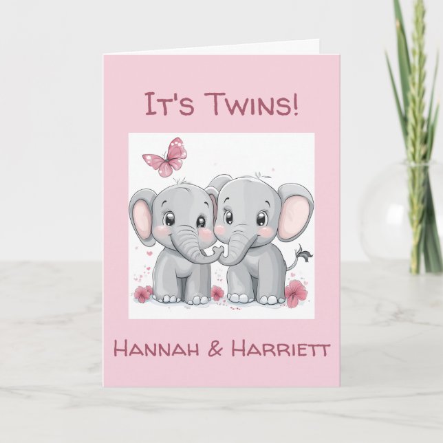 Personalized Congratulations Card, Twin Babies  Card (Front)