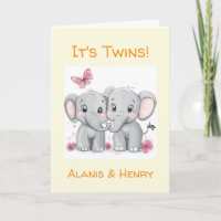 Personalized Congratulations Card, Unisex Twins
