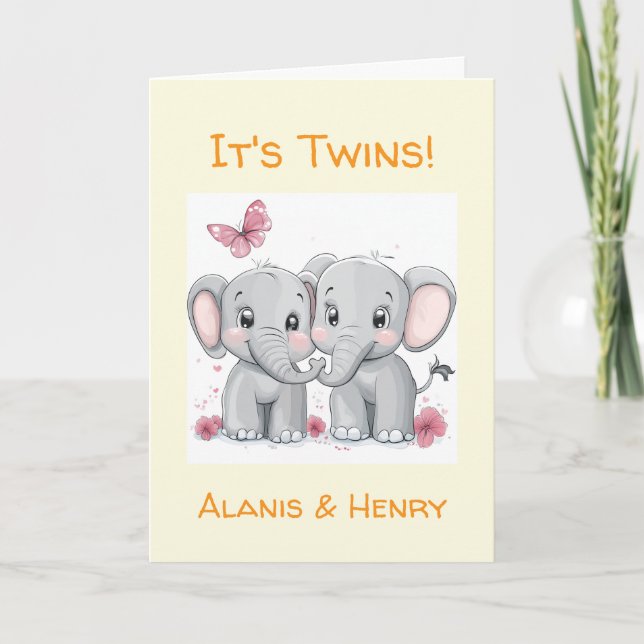 Personalized Congratulations Card, Unisex Twins  Card (Front)