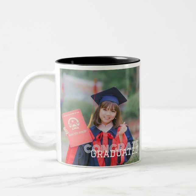 Personalized Congratulations graduation Name class Two-Tone Coffee Mug (Left)