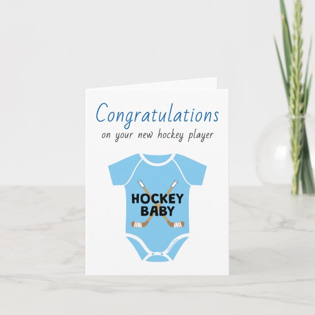 Personalized Congratulations Hockey Baby Shower Card (Front)