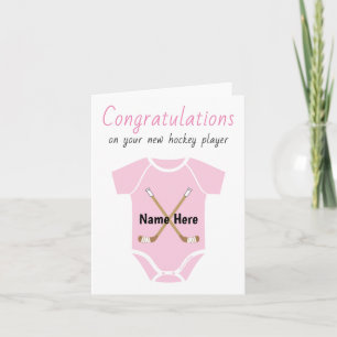 Personalized Congratulations New Hockey Baby Girl Card