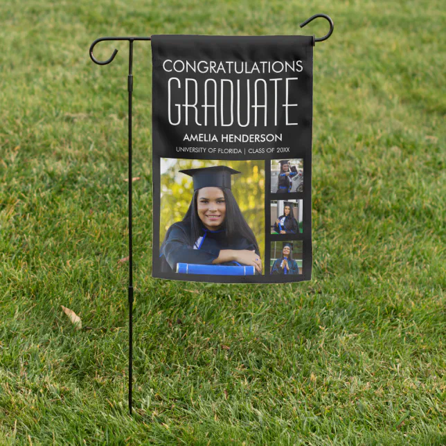 Personalized Congratulations Photo Graduation Garden Flag | Zazzle