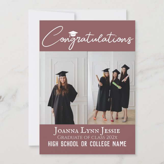 Personalized Congratulations script Graduate Photo Card (Front)